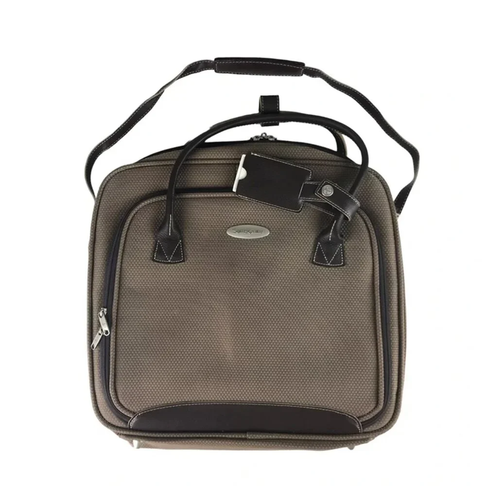 Samsonite Womens Beige Inner Pockets Zip Around Detachable Strap Laptop Bag‎